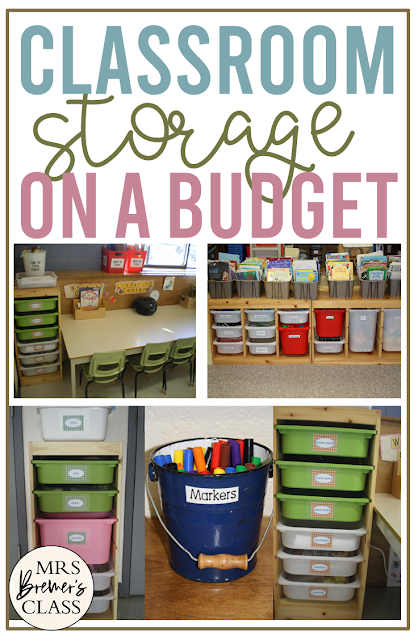 Classroom Storage Ideas on a budget featuring Ikea Trofast storage system and bins