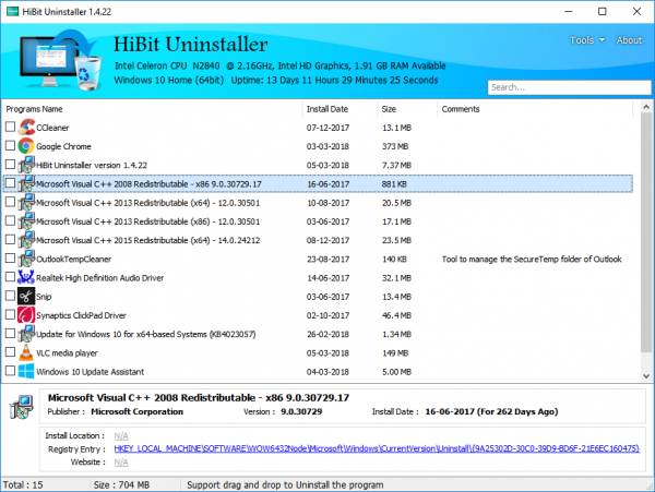 Programma di disinstallazione HiBit per PC Windows