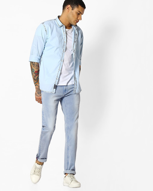 Slim Fit Shirt with Contrast Placket