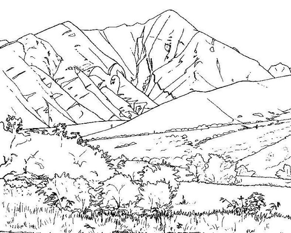 Gambar Pemandangan Gunung Yang Belum Diwarnai - Gambar Kehidupan