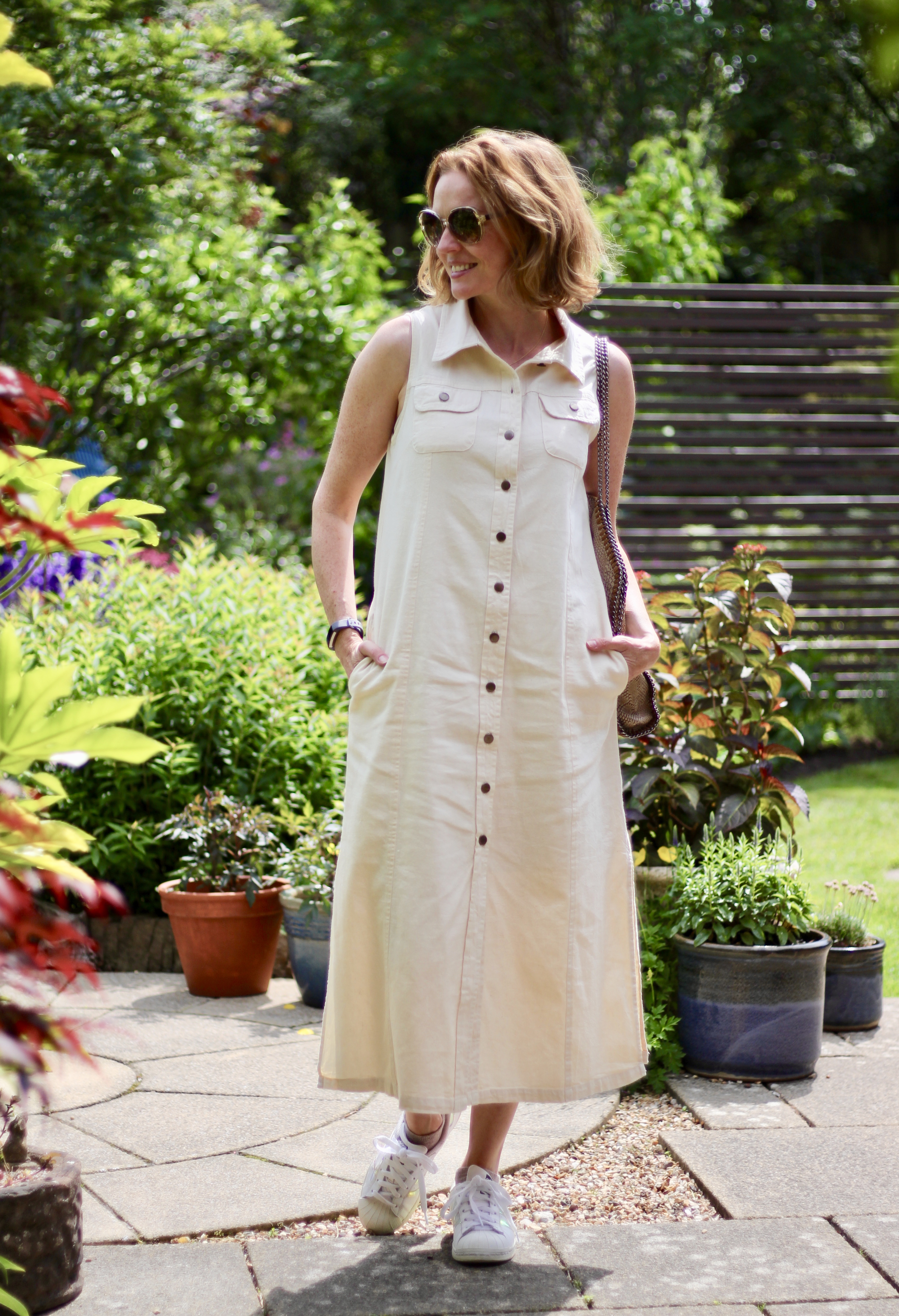 Long and Loose Cream Denim Dress • Simple Summer Outfit FAKE FABULOUS