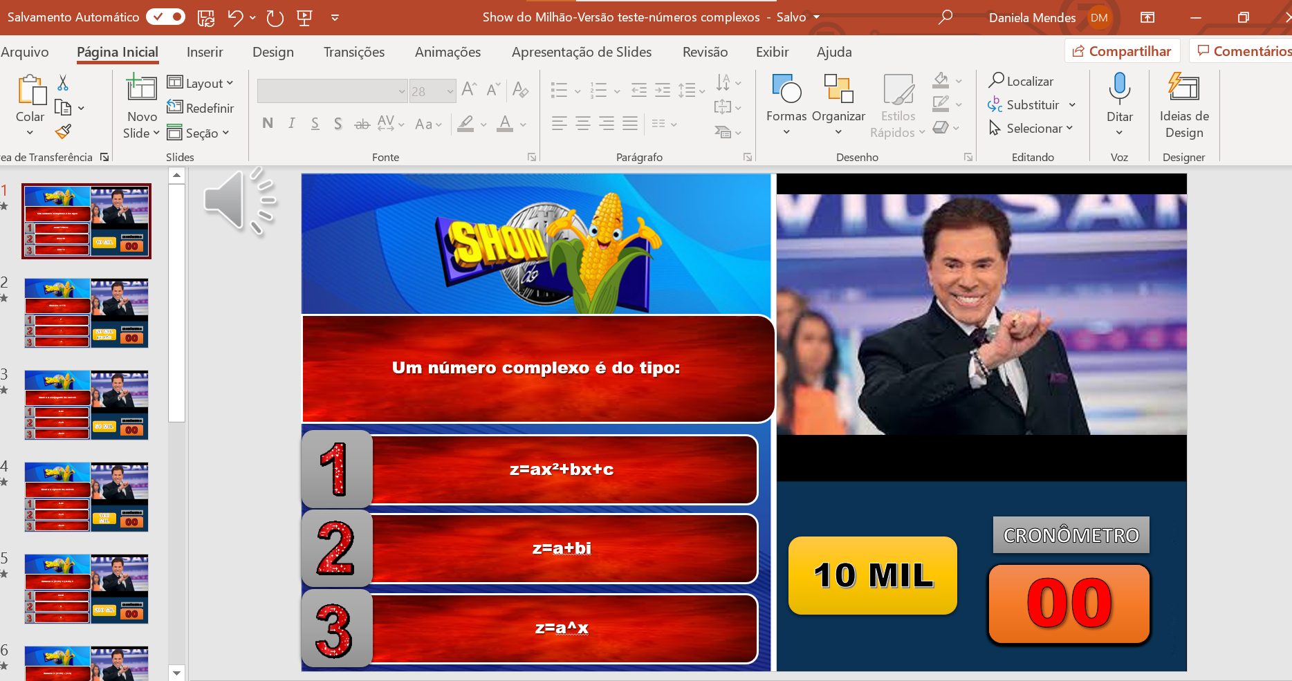 Jogo de perguntas e respostas feito no PowerPoint