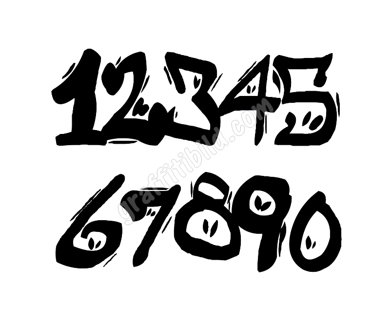 Graffiti Zahlen, Graffiti Schrift, Graffiti Numbers 0-9