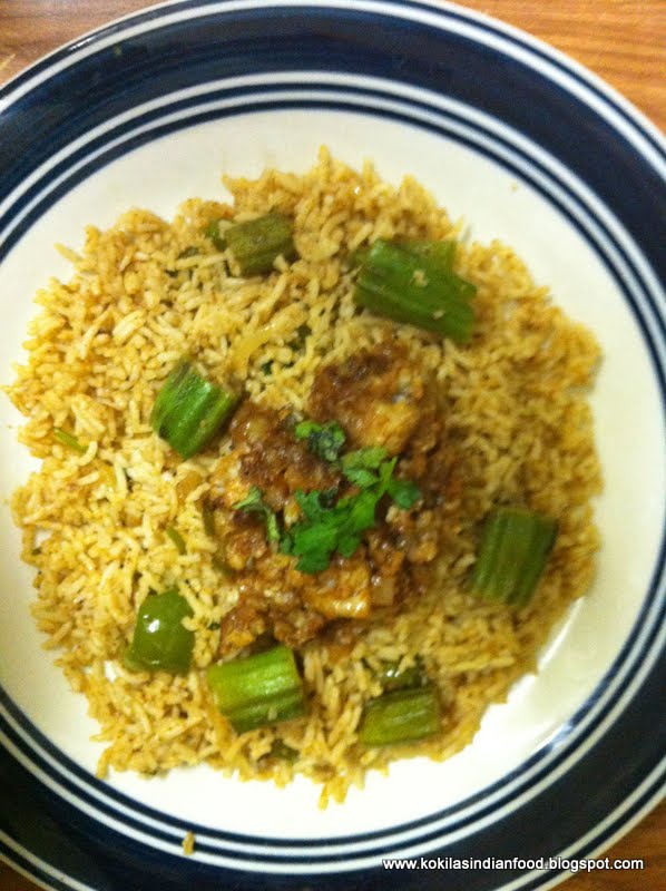 Foodies Nest: OKRA MIXED RICE / LADIES FINGER MIXED RICE