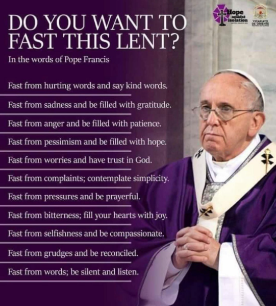 The Wild Reed Pope Francis on Lenten Fasting