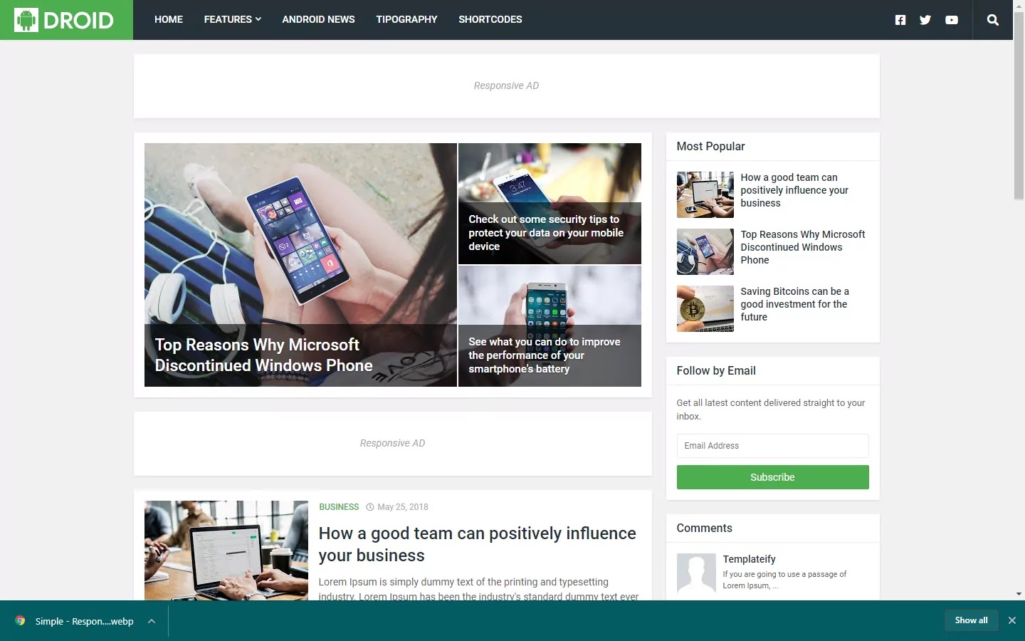 300+ Professional Blogger Templates - Amp, SEO Friendly, Responsive, and Fast Loading Template Droid - Responsive Blogger Template