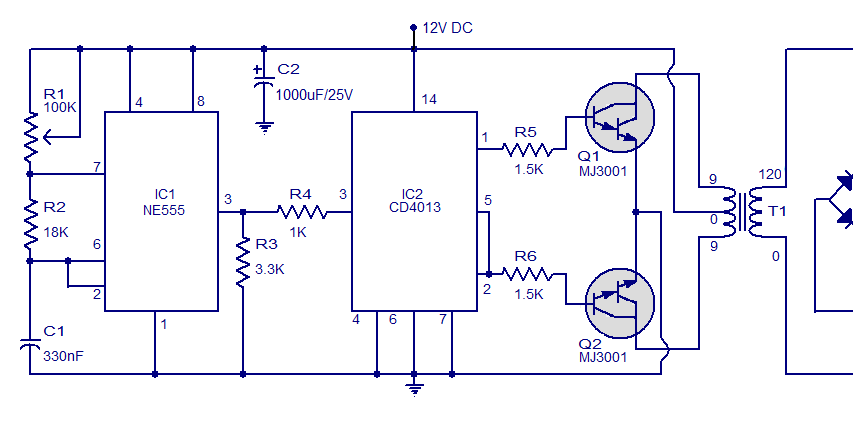 Schematic & Wiring Diagram: Simple Circuit 12V to 120V DC DC Converter