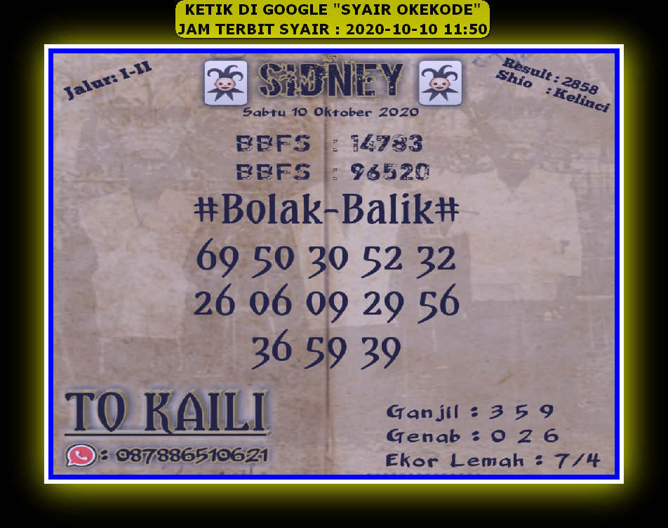 1 New Message Kode Syair Sydney 10 Oktober 2020 Forum Syair Togel Hongkong Singapura Sydney