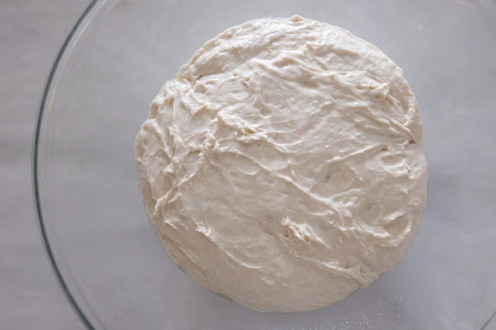pizza dough after chilling and rise