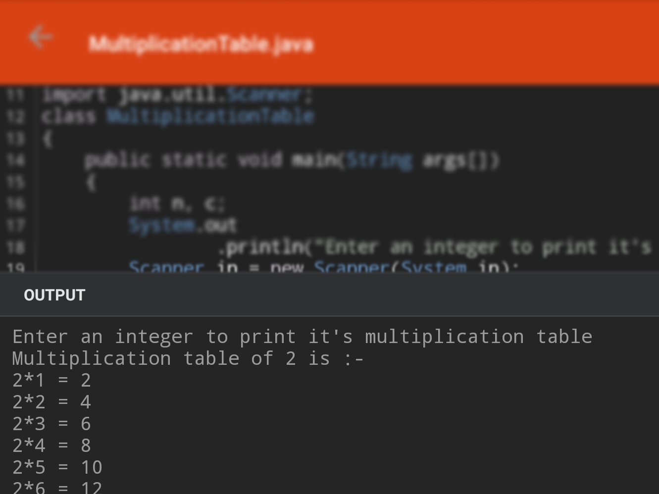 Java Program To Print Multiplication Table