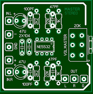 cara pasang volume pada power dengan rangkaian Master Mixer stereo