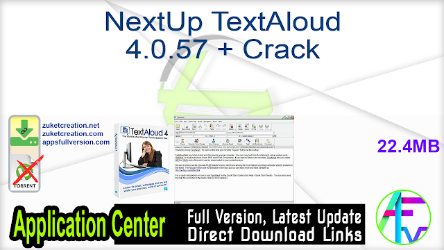 NextUp TextAloud 4.0.26 Crack NextUp TextAloud 4.0.26 Crack