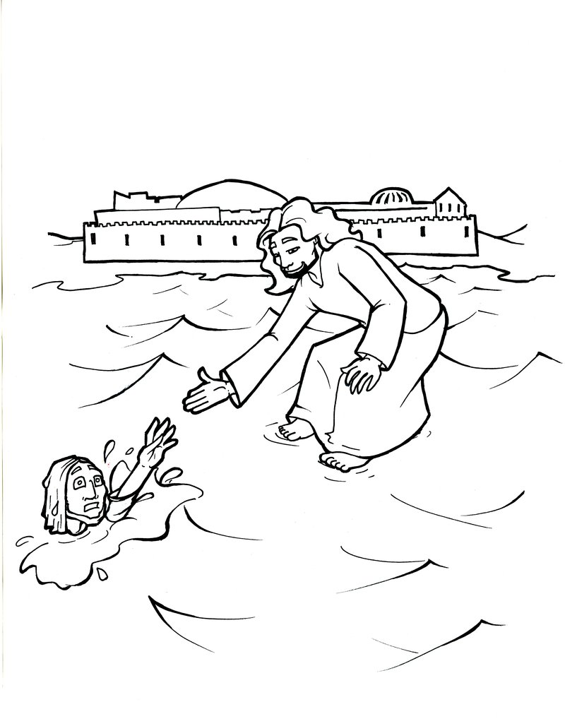 Peter Walks On Water Coloring Page ~ Coloring Pages