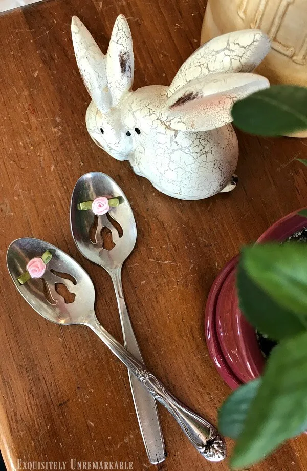 Spring Garden Spoons with roses glued on