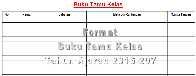 Contoh Format Buku Tamu Kelas untuk Semua Jenjang Sekolah