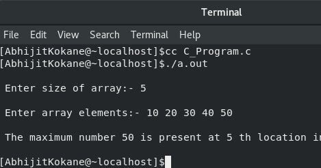 C Program to Find Maximum Number in an Array