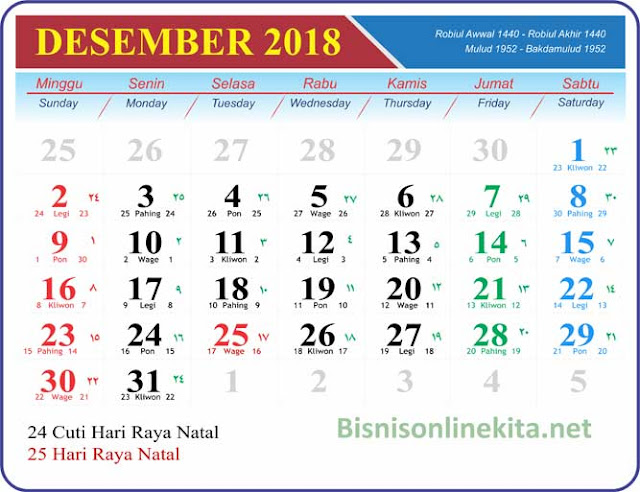 kalender desember 2018