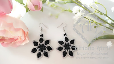 Pendientes en macramé, aros, aretes, Earrings, hoops, earrings in macramé by #AdrianaAbril instagram