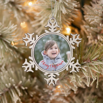 Create Your Own Snowflake Pewter Holiday Christmas Photo Ornament