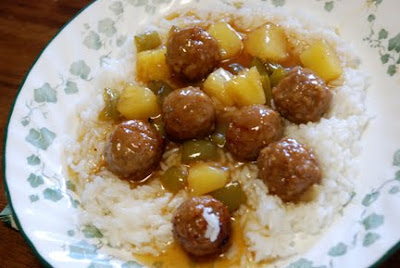 Waikiki Hawaiian meatballs with rice