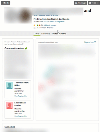 Use the amount of shared DNA with an AncestryDNA match to identify the most likely relationship to your match. You can make a better prediction of your relationship to an AncestryDNA match by using the shared DNA hidden feature. Learn more, including how to make your improved estimate in this post from The Occasional Genealogist. #genealogy #dna #geneticgenealogy #familyhistory #ancestrydan