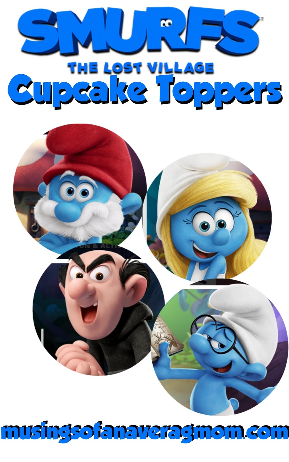Musings of an Typical Mother: Smurfs Misplaced Village Cupcake Toppers photo relating to Free Printable Thomas the Train Cup Cake Toppers named Musings of an Regular Mother: Smurfs Dropped Village Cupcake Toppers
