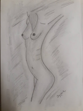 pencil sketch of girl, pencil sketch online,modern art characteristics, Hand Made Painting