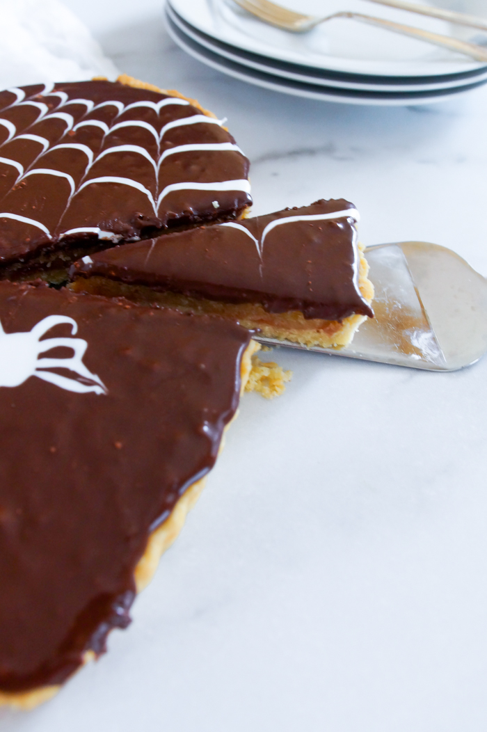 Chocolate Spiderweb Bakewell Tart