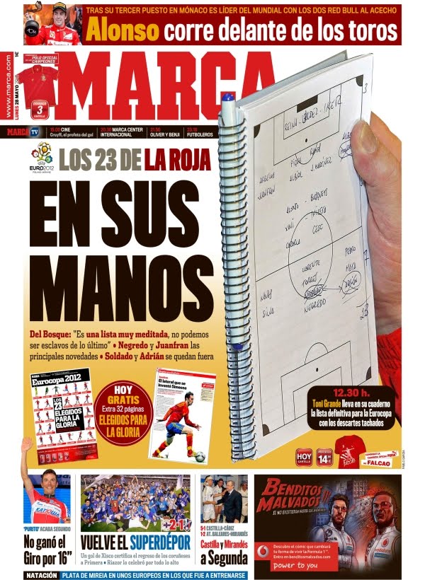 Portada Diario Marca del 28 de Mayo 2012