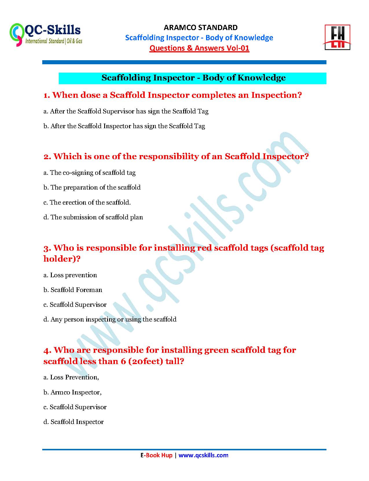 Scaffolding Inspector Questions and Answer Vol-01
