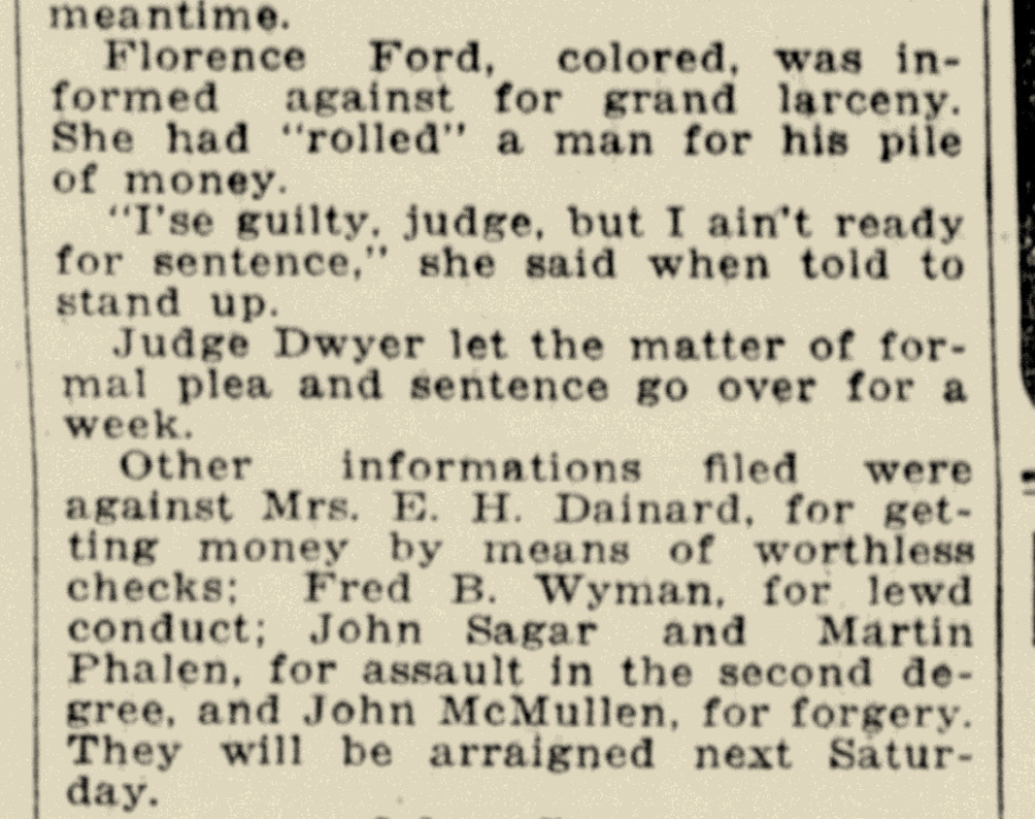 Criminal Genealogy: Florence Ford: Grand Larceny