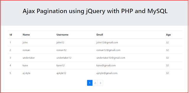 Ajax Pagination using jQuery with PHP and MySQL Ajax Pagination using jQuery with PHP and MySQL
