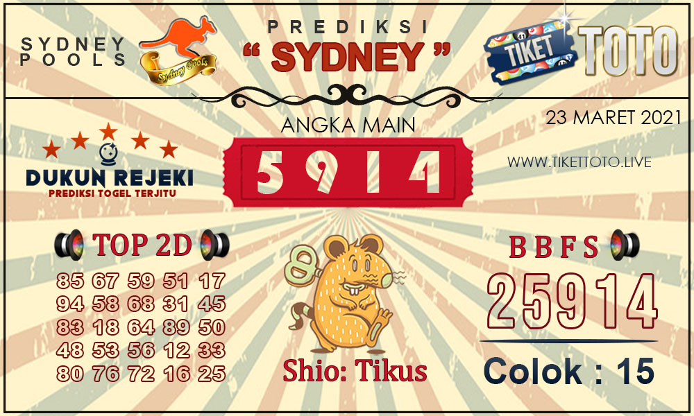Prediksi Togel SYDNEY TIKETTOTO 23 MARET 2021