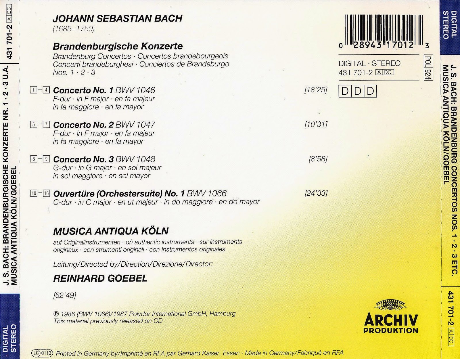 Sentidos Bach. Conciertos de Brandeburgo. CD1. Conciertos nº 1 a 3