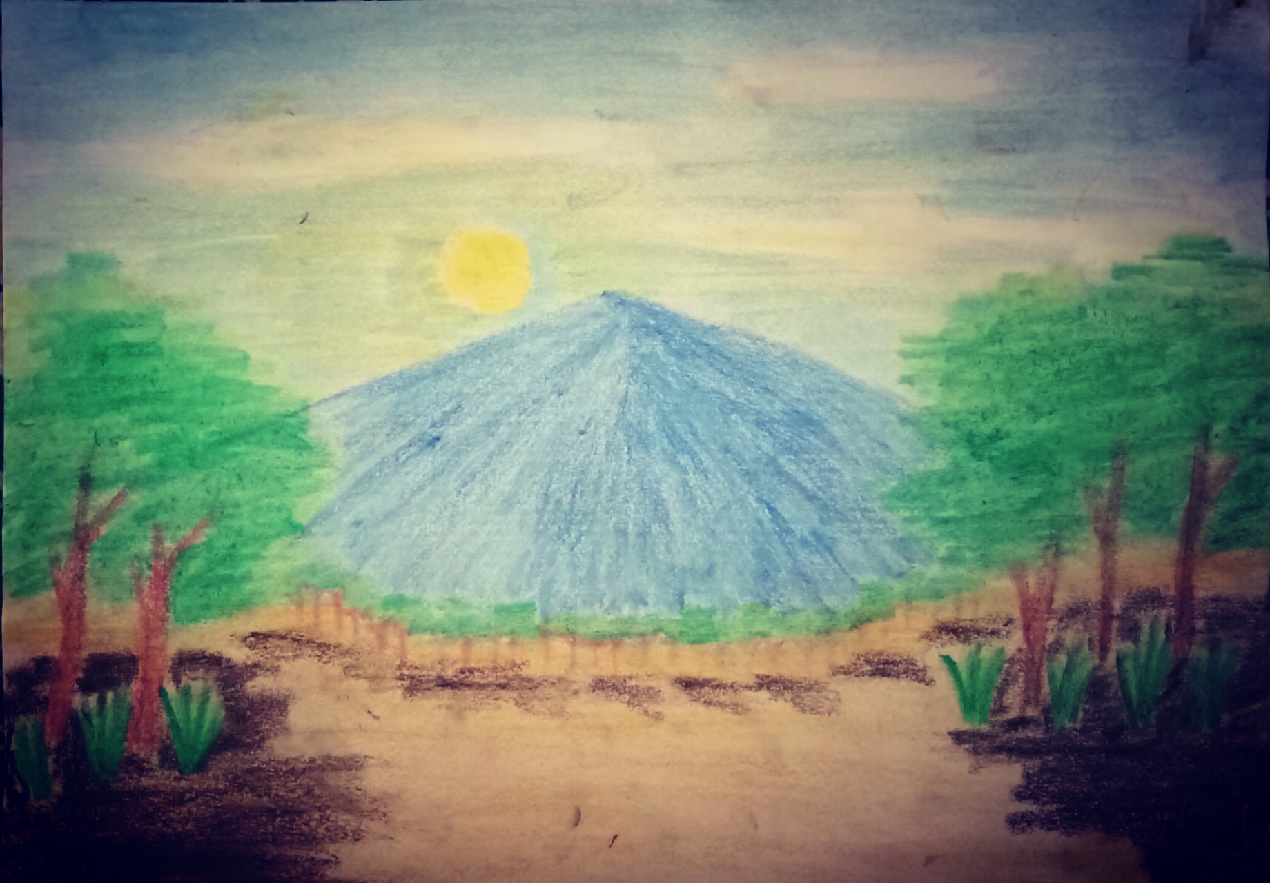 asaefullaksana Contoh gambar gunung  dari krayon