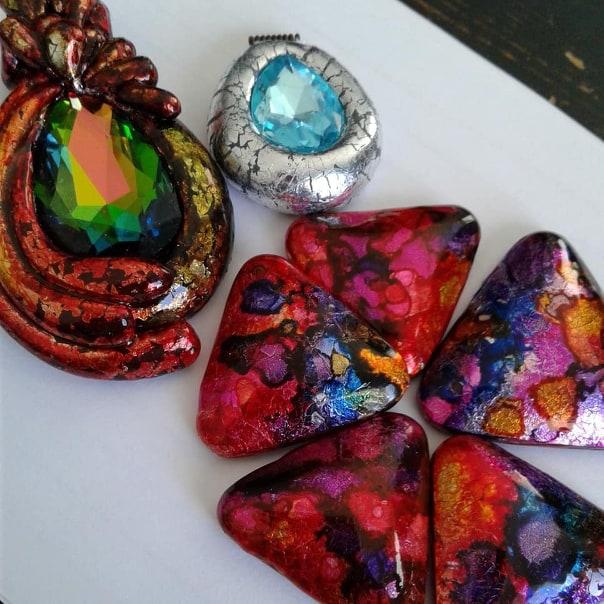 HeArtfully Creating: Worlds Collide: Polymer Clay And Alcohol Ink Jewellery