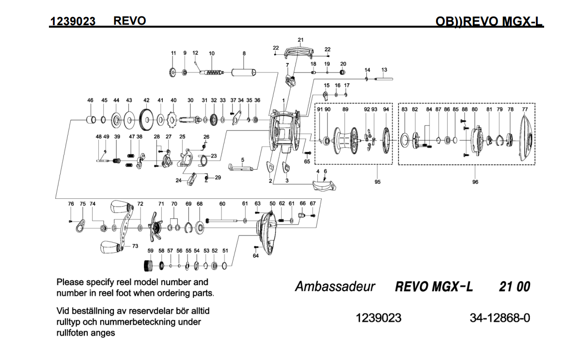 abu garcia revo MGX ( old model ) schematics | most complete fishing