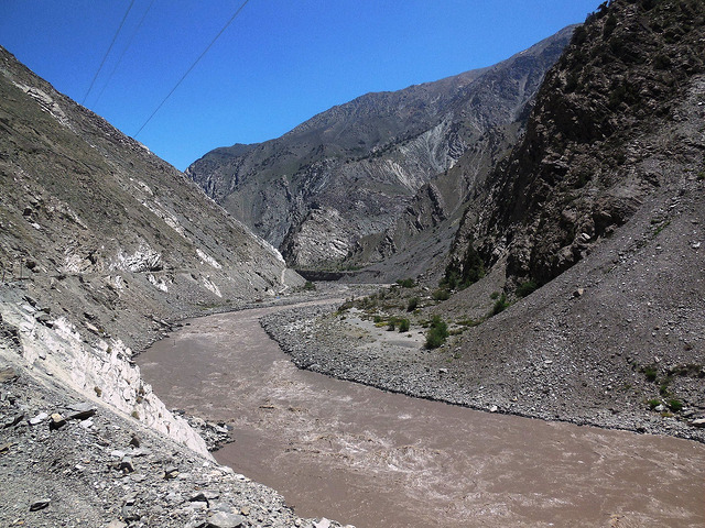 Barren landscape with muddy Sutlej river