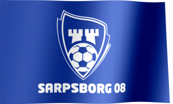 The waving flag of Sarpsborg 08 FF with the logo (Animated GIF) (Sarpsborg 08 Flagg)