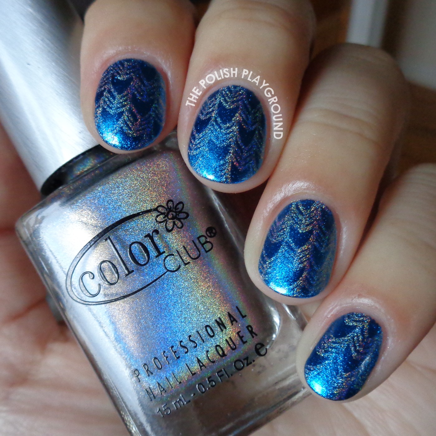 Subtle Blue and Silver Tribal Arrow Print Stamping Nail Art
