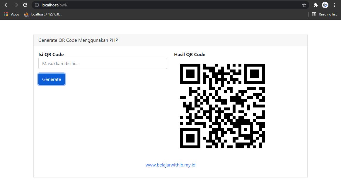 Generate QR Code Menggunakan PHP - BelajarwithIB