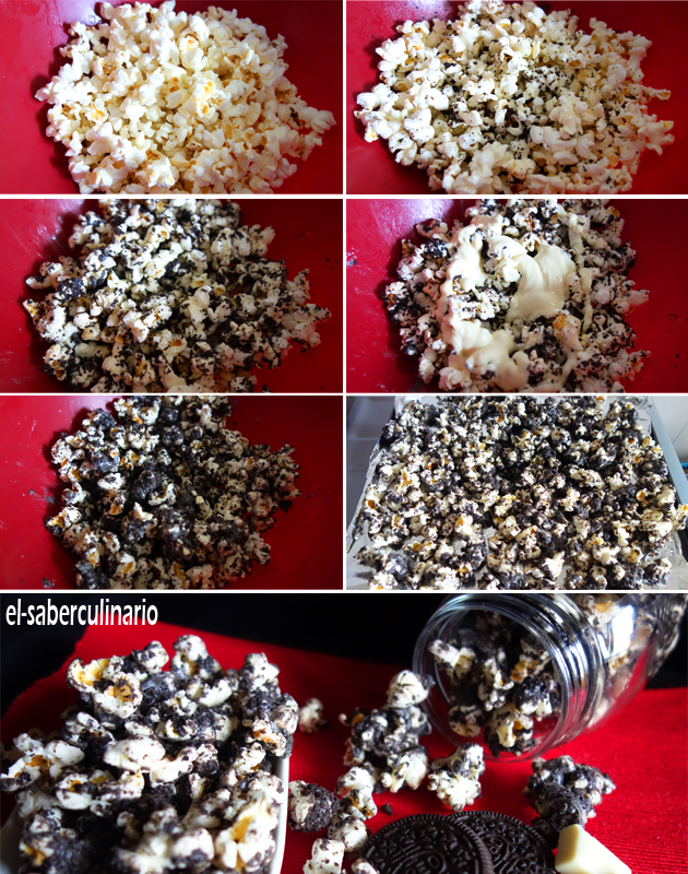 Cómo hacer Palomitas de Oreo y Chocolate Blanco