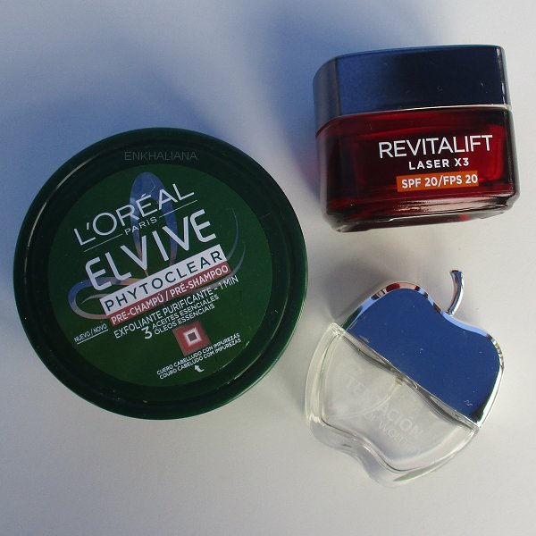Flor De Mayo Tentación For Woman / Loreal Revitalift Laxer X3 FPS20 / Loreal Elvive Phytoclear Exfoliante Purificante 