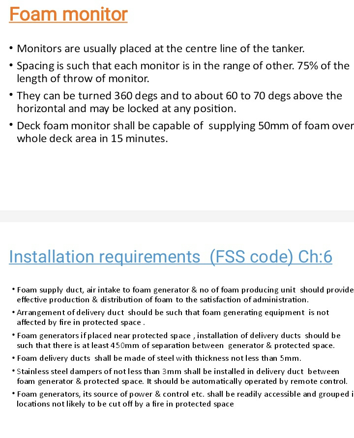 FIXED FOAM INSTALLATION use of foam based on expansion ratio , self contained pressurised type