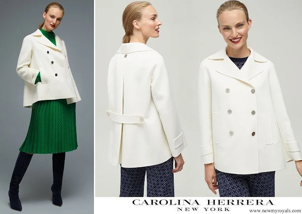 Crown Princess Leonor wore Carolina Herrera double faced wool coat white