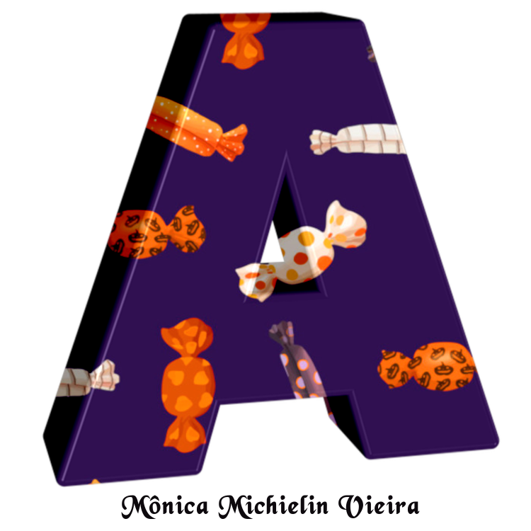 Tia Monica Michielin Alfabeto Balas E Fundo Azul Escuro Png Alphabet Candies And Dark Blue Background Png