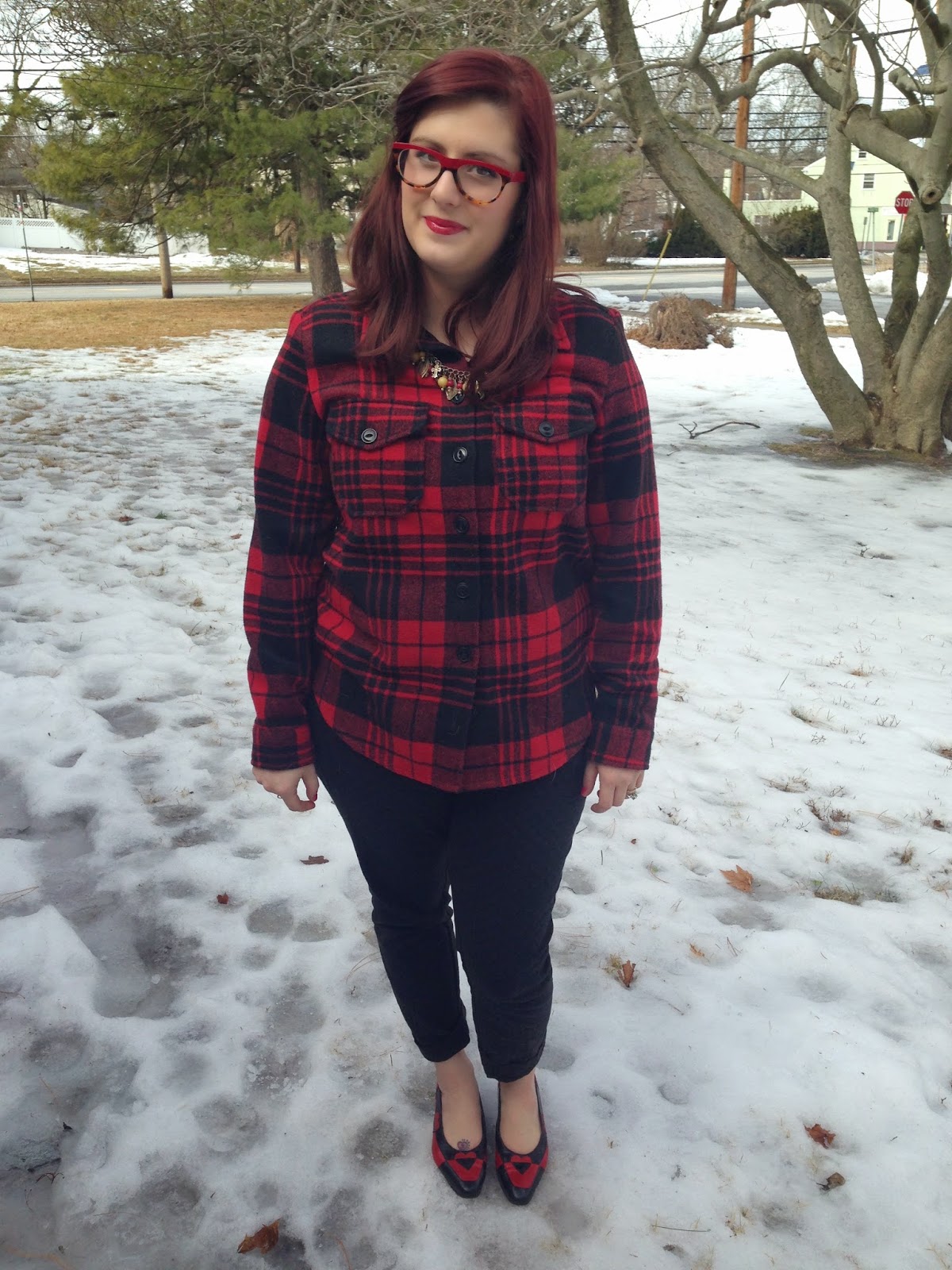 behind the leopard glasses: Day 10: Red Plaid & Heart Flats
