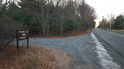 On Summer St, at the entrance to the Town Forest. Some of the land where the  trees are would be were the development in question would be positioned.