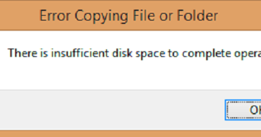 Files copy error. Insufficient Inadequare.
