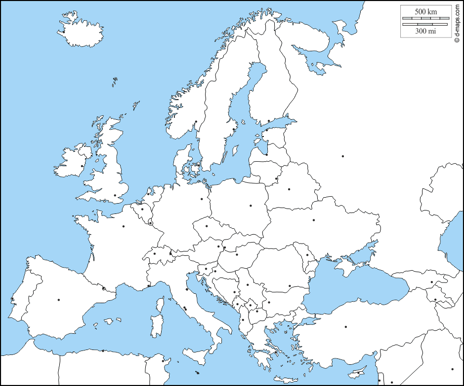 Geografija OŠ Kantrida Rijeka: Europa (slijepa karta - politička)
